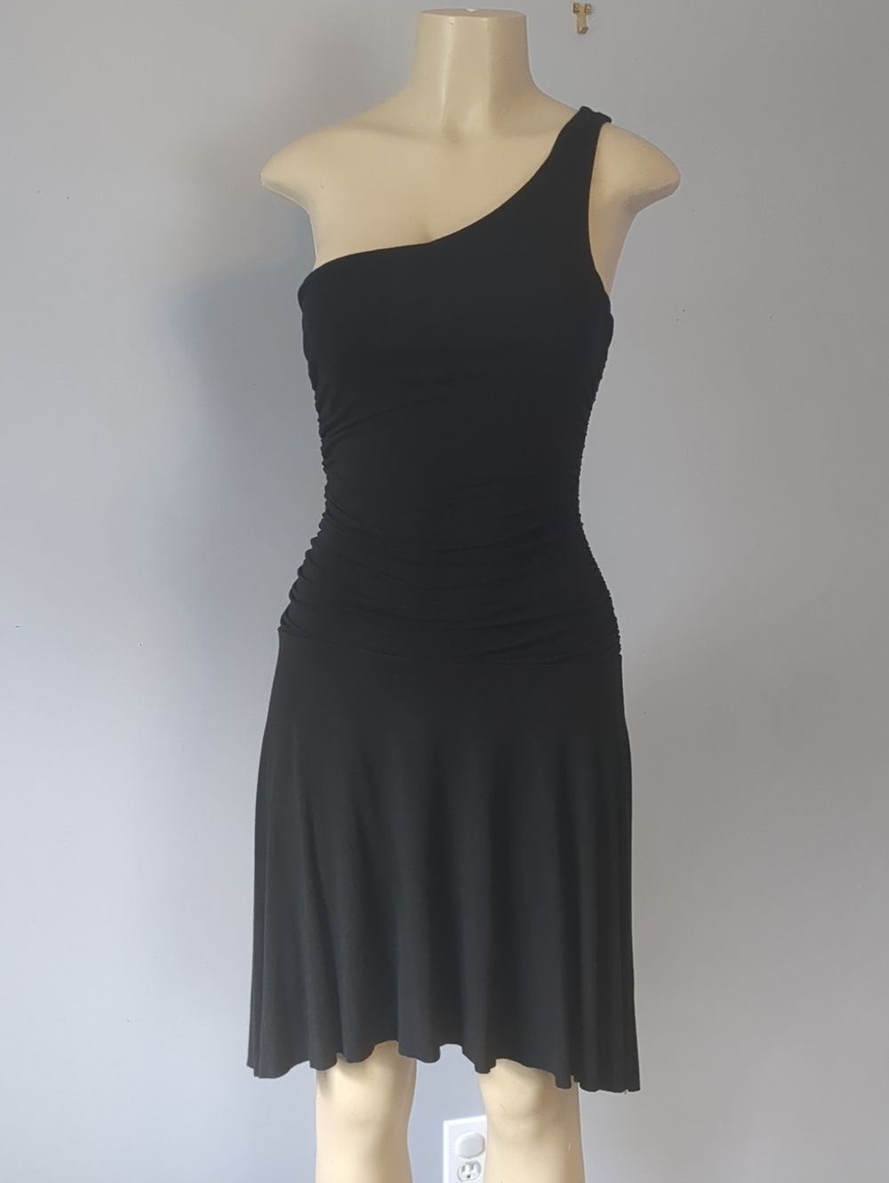 The Limited Black One-Shoulder Ruched A-Line Dress, Xs